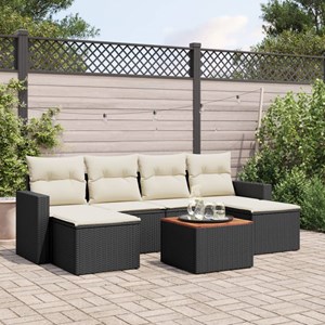 Maison exclusive - salon de jardin 7 pcs avec coussins noir résine tressée