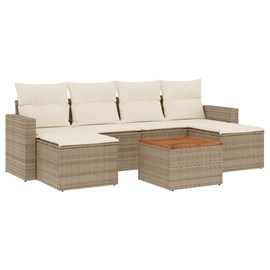 Maison exclusive - salon de jardin avec coussins 7 pcs beige résine tressée