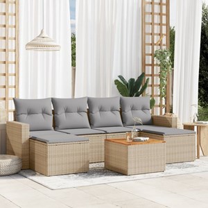 Maison exclusive - salon de jardin avec coussins 7pcs mélange beige résine tress