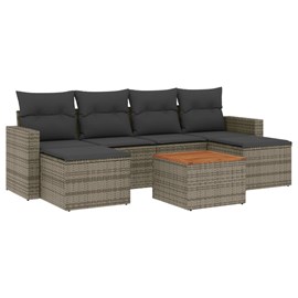 Maison exclusive - salon de jardin avec coussins 7 pcs gris résine tressée