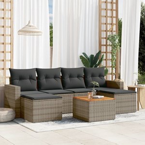 Maison exclusive - salon de jardin avec coussins 7 pcs gris résine tressée