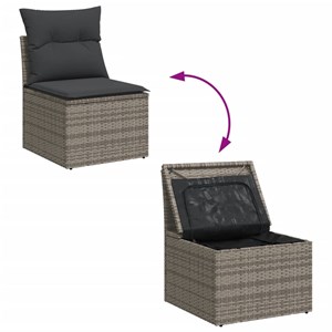 Maison exclusive - salon de jardin avec coussins 7 pcs gris résine tressée