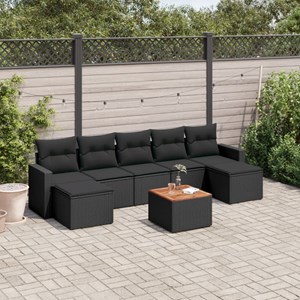 Maison exclusive - salon de jardin 8 pcs avec coussins noir résine tressée