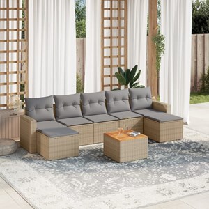 Maison exclusive - salon de jardin avec coussins 8pcs mélange beige résine tress