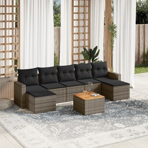 Maison exclusive - salon de jardin 8 pcs avec coussins gris résine tressée