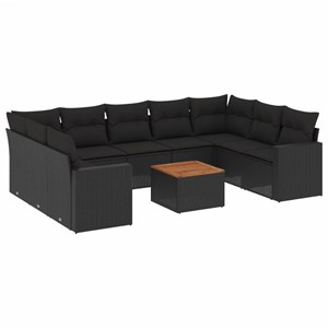 Maison exclusive - salon de jardin 10 pcs avec coussins noir résine tressée