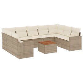 Maison exclusive - salon de jardin avec coussins 10 pcs beige résine tressée