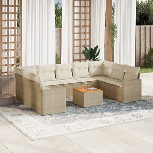 Maison exclusive - salon de jardin avec coussins 10 pcs beige résine tressée