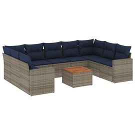 Maison exclusive - salon de jardin 10 pcs avec coussins gris résine tressée