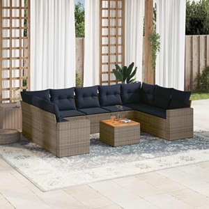Maison exclusive - salon de jardin 10 pcs avec coussins gris résine tressée