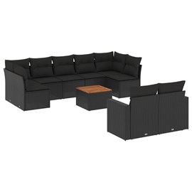 Maison exclusive - salon de jardin 10 pcs avec coussins noir résine tressée