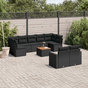 Maison exclusive - salon de jardin 10 pcs avec coussins noir résine tressée
