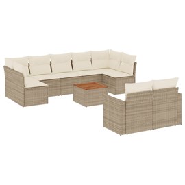Maison exclusive - salon de jardin avec coussins 10 pcs beige résine tressée