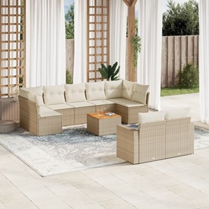 Maison exclusive - salon de jardin avec coussins 10 pcs beige résine tressée