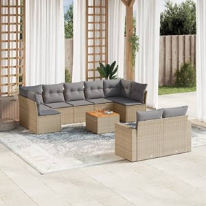 Maison exclusive - salon de jardin et coussins 10 pcs mélange beige résine tress