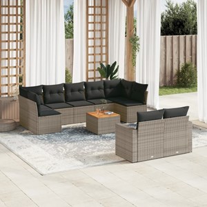 Maison exclusive - salon de jardin avec coussins 10 pcs gris résine tressée