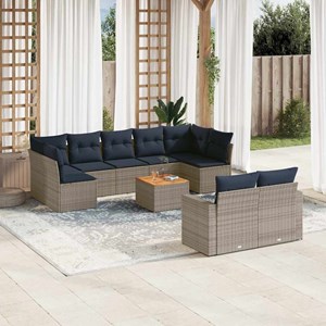 Maison exclusive - salon de jardin 10 pcs avec coussins gris résine tressée