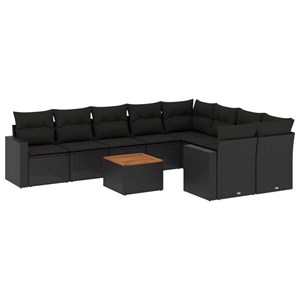 Maison exclusive - salon de jardin 10 pcs avec coussins noir résine tressée
