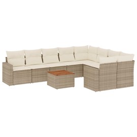 Maison exclusive - salon de jardin avec coussins 10 pcs beige résine tressée