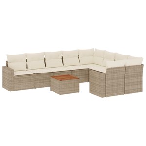 Maison exclusive - salon de jardin avec coussins 10 pcs beige résine tressée