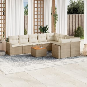 Maison exclusive - salon de jardin avec coussins 10 pcs beige résine tressée