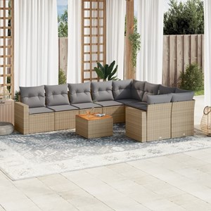 Maison exclusive - salon de jardin et coussins 10 pcs mélange beige résine tress