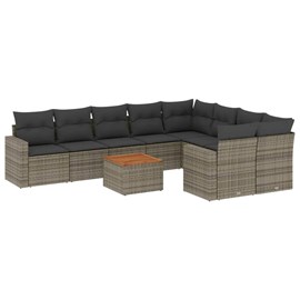 Maison exclusive - salon de jardin avec coussins 10 pcs gris résine tressée