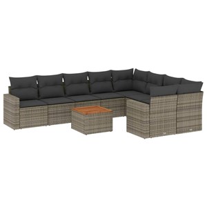 Maison exclusive - salon de jardin avec coussins 10 pcs gris résine tressée