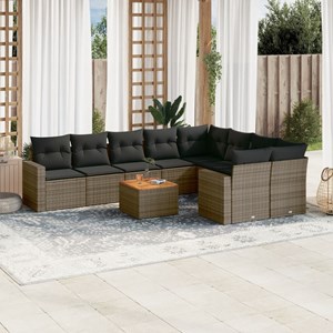 Maison exclusive - salon de jardin avec coussins 10 pcs gris résine tressée