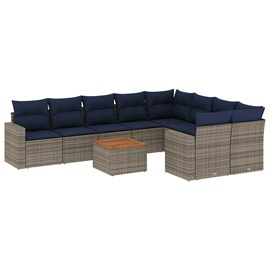 Maison exclusive - salon de jardin 10 pcs avec coussins gris résine tressée