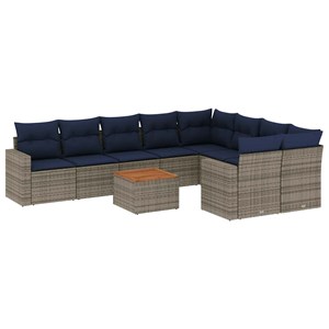 Maison exclusive - salon de jardin 10 pcs avec coussins gris résine tressée