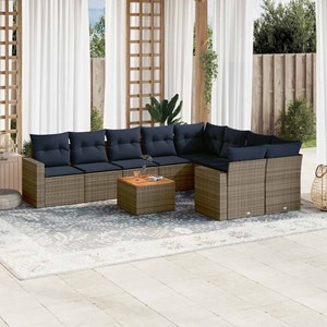 Maison exclusive - salon de jardin 10 pcs avec coussins gris résine tressée