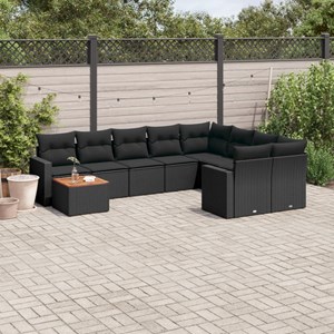 Maison exclusive - salon de jardin 10 pcs avec coussins noir résine tressée