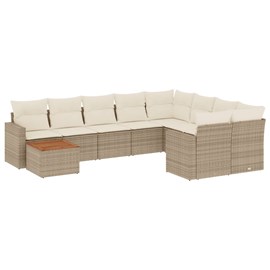 Maison exclusive - salon de jardin avec coussins 10 pcs beige résine tressée