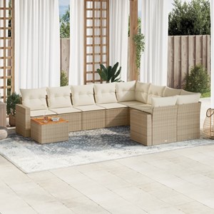Maison exclusive - salon de jardin avec coussins 10 pcs beige résine tressée