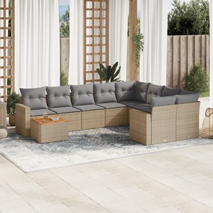 Maison exclusive - salon de jardin et coussins 10 pcs mélange beige résine tress