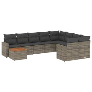 Maison exclusive - salon de jardin avec coussins 10 pcs gris résine tressée