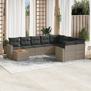 Maison exclusive - salon de jardin avec coussins 10 pcs gris résine tressée