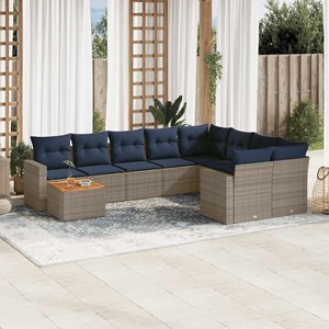 Maison exclusive - salon de jardin 10 pcs avec coussins gris résine tressée