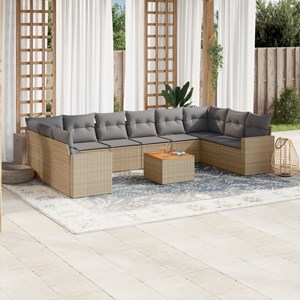 Maison exclusive - salon de jardin et coussins 11 pcs mélange beige résine tress