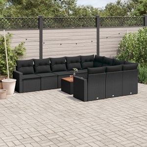 Maison exclusive - salon de jardin 11 pcs avec coussins noir résine tressée