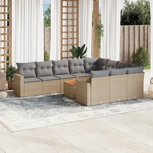Maison exclusive - salon de jardin et coussins 11 pcs mélange beige résine tress