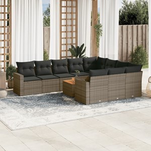 Maison exclusive - salon de jardin 11 pcs avec coussins gris résine tressée