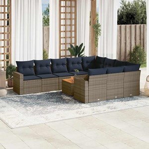 Maison exclusive - salon de jardin 11 pcs avec coussins gris résine tressée