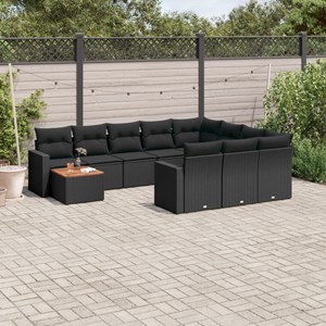 Maison exclusive - salon de jardin 11 pcs avec coussins noir résine tressée