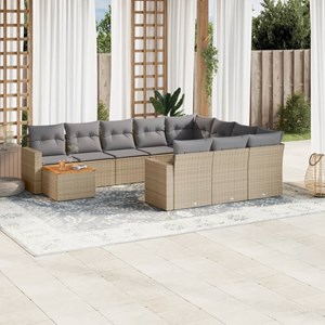 Maison exclusive - salon de jardin et coussins 11 pcs mélange beige résine tress