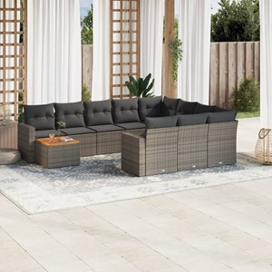 Maison exclusive - salon de jardin 11 pcs avec coussins gris résine tressée