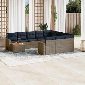 Maison exclusive - salon de jardin 11 pcs avec coussins gris résine tressée