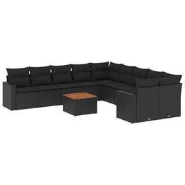 Maison exclusive - salon de jardin 11 pcs avec coussins noir résine tressée