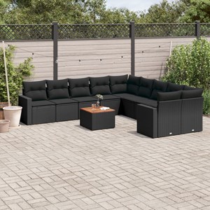 Maison exclusive - salon de jardin 11 pcs avec coussins noir résine tressée
